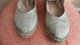 Alpargatas Fabiolas raso beige mujer 38