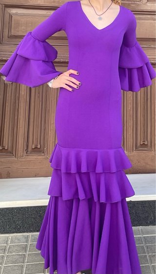 Traje de Flamenca Elástico Morado Talla 32-34