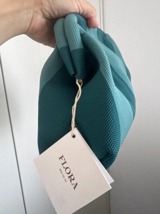 Bolso Clutch Rayas Verde agua y azul petróleo
