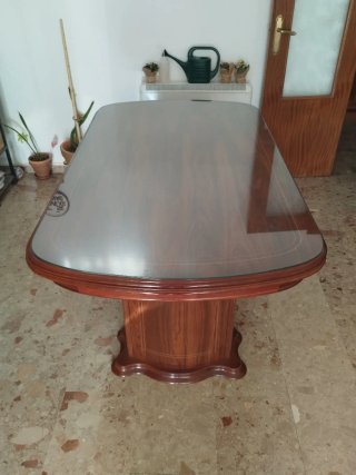 Mesa extensible comedor madera y cristal