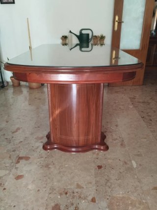 Mesa extensible comedor madera y cristal