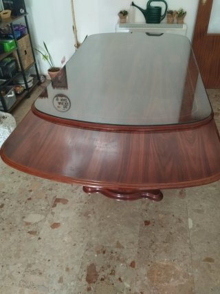 Mesa extensible comedor madera y cristal