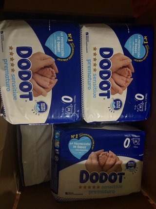 9 Bolsas Dodot Prematuro Talla 0 (24 pañales c/u)