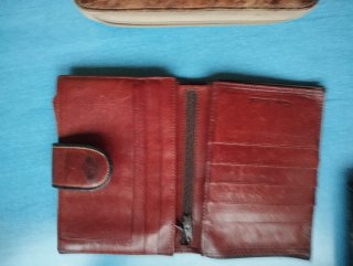 2 Carteras Monederos Piel Negra y Marrón