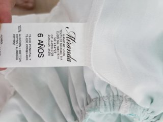 Vestido niña verde y blanco