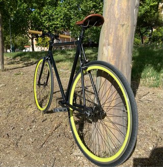 Bicicleta Fixie Negra Ruedas Amarillas