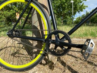 Bicicleta Fixie Negra Ruedas Amarillas