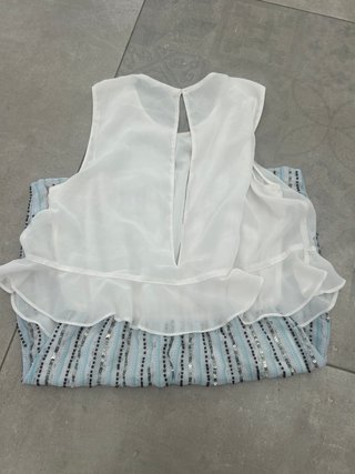 Vestido lentejuelas blanco y azul