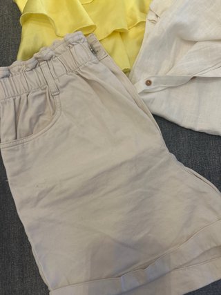 Lote 3 Prendas Zara: Top Amarillo y Conjunto Beige