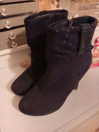 Botines de tacón azul marino