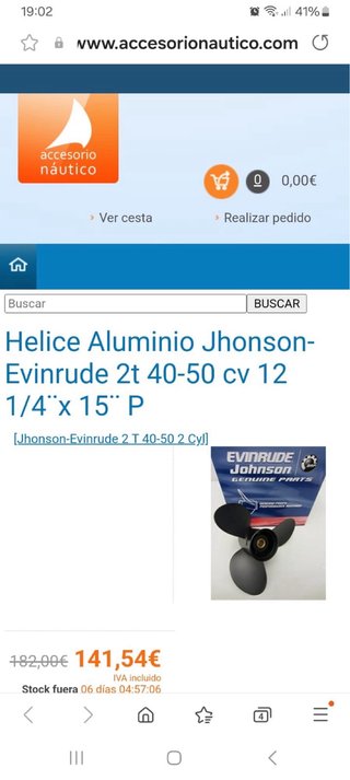 Hélice Aluminio Johnson Evinrude 2T 40-50CV