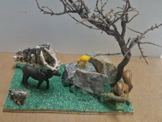 Escena Maqueta Animales: Ciervos, Ardilla....