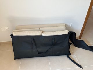 Conjunto cojines de tela beige para exterior