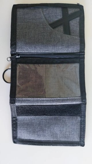 Cartera tela Múnich gris y negra