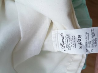 Vestido niña blanco con encaje turquesa