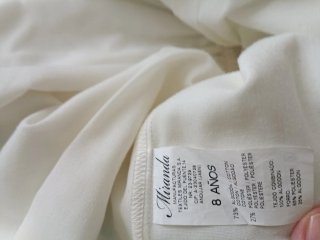 Vestido niña blanco con encaje turquesa