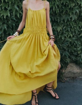 Vestido Largo ZARA Talla -M Amarillo