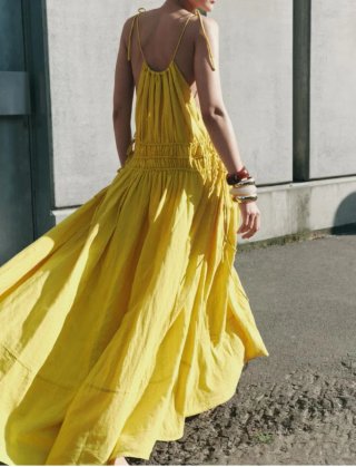 Vestido Largo ZARA Talla -M Amarillo