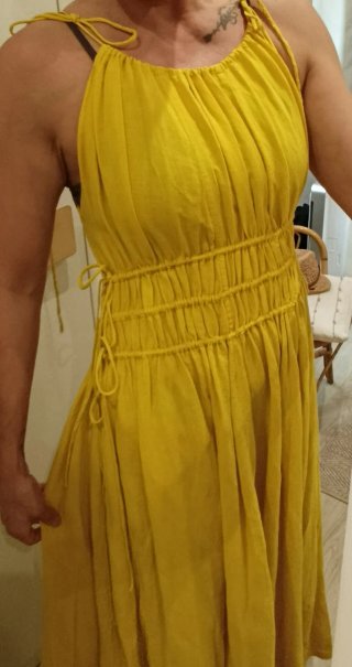 Vestido Largo ZARA Talla -M Amarillo
