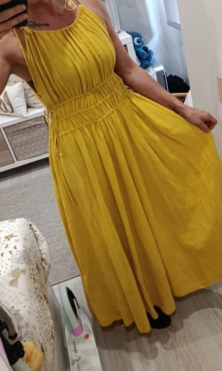 Vestido Largo ZARA Talla -M Amarillo