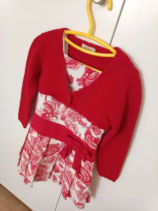 Vestido niña estampado rojo y blanco