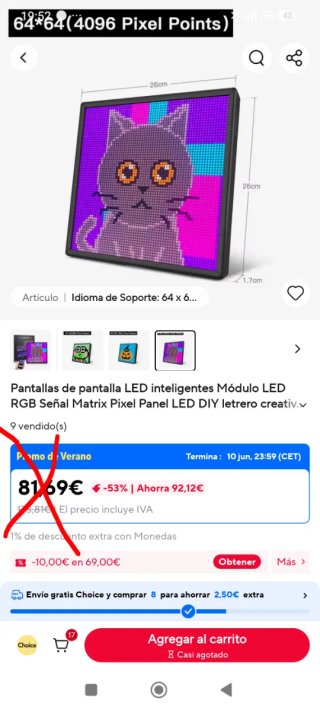 Pantalla LED Pixel 64x64 Art Retro