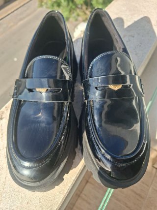 Zapatos Zara negros charol plataforma