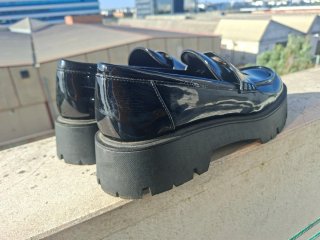 Zapatos Zara negros charol plataforma