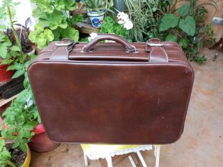 Maleta Vintage Años 70 Fuelle Marrón