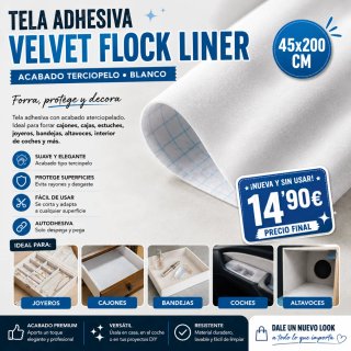 Tela Adhesiva Blanca Velvet Flock Liner