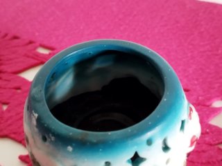 Portacandele Vintage Ceramica Paesaggio Invernale
