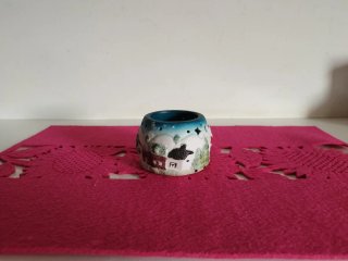Portacandele Vintage Ceramica Paesaggio Invernale