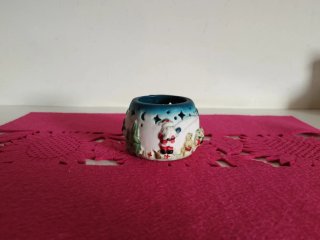 Portacandele Vintage Ceramica Paesaggio Invernale