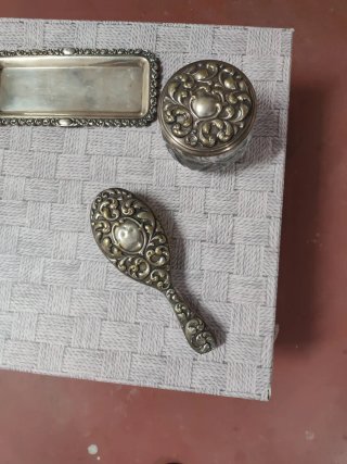 Juego tocador plata antiguo