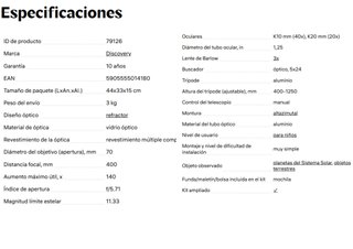 Telescopio Discovery ST70 Nuevo + Libro+Accesorios