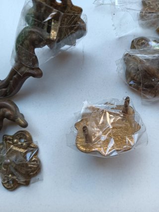 Lote de 3 tiradores antiguos bronce