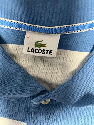 Polo Lacoste Rayas Azul Blanco Talla