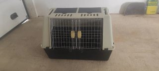 Transportín para perro beige y negro