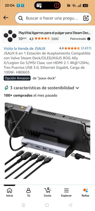 Dock JSAUX 6 puertos Gris,válido para steam,asus