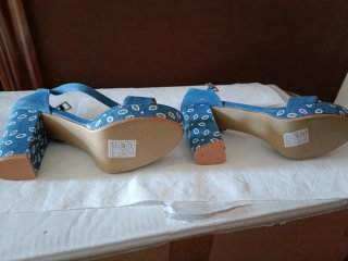 Sandalias Tacón Denim Azul Talla 37 NUEVAS