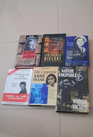 Lote de libros del Holocausto en francés.