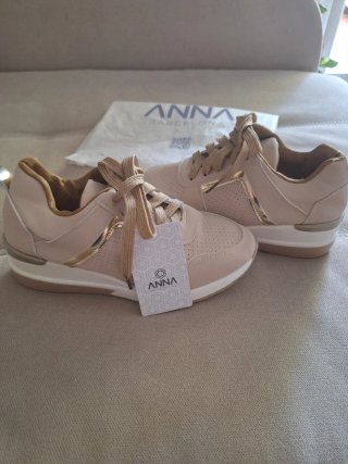 Zapatillas cuña Anna Barcelona beige/dorado