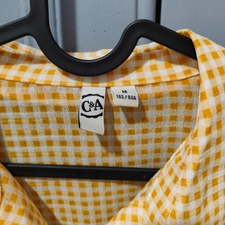 Camisa C&A cuadros naranja y blancos