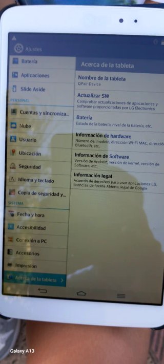 Tablet LG Blanca pantalla 8,3 pulgadas