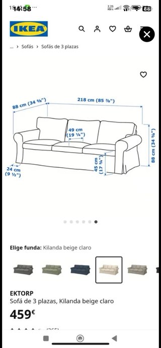 Sofá de 3 plazas beige