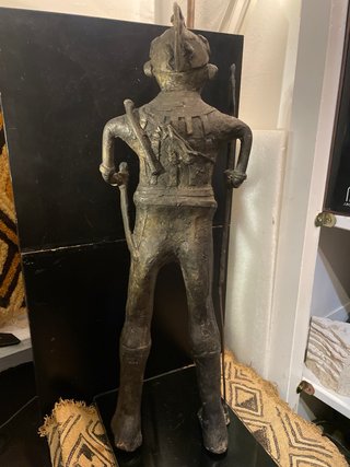 Figura Arte Africano Bronce Guerrero
