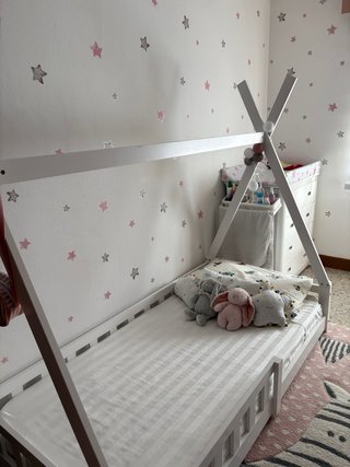 Cama tipi infantil blanca 70x140cm