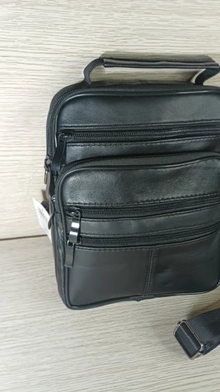 Bolso bandolera piel hombre Negro