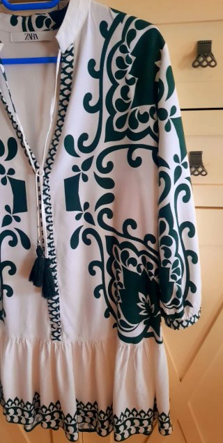 Vestido Zara Estampado Verde Talla M