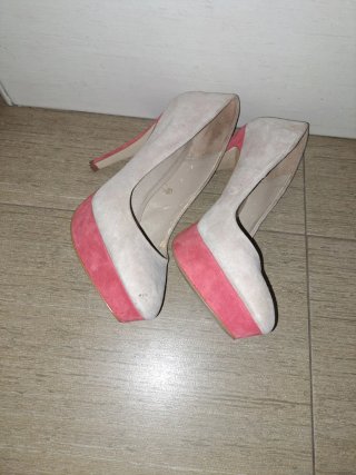 Zapatos Zara Tacón 10cm Beige/Rosa
